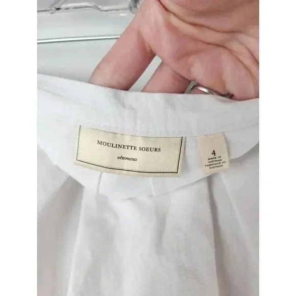 Anthropologie Moulinette Soeurs Skirt Size 4 Poplin Eyelet White - Picture 3 of 5